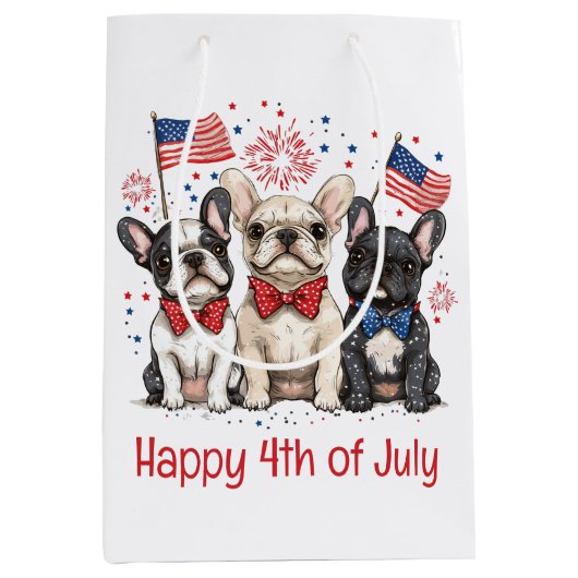 Gelukkige 4 juli Franse Bulldogs Medium Cadeauzakje (Voorkant)