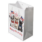 Gelukkige 4 juli Franse Bulldogs Medium Cadeauzakje (Achterkant Gekanteld)