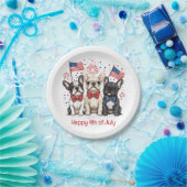 Gelukkige 4 juli Franse Bulldogs Papieren Bordje (Feest)