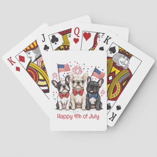 Gelukkige 4 juli Franse Bulldogs Pokerkaarten (Achterkant)