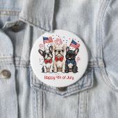 Gelukkige 4 juli Franse Bulldogs Ronde Button 4,0 Cm (In situ)