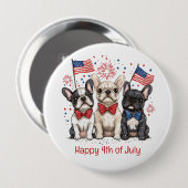 Gelukkige 4 juli Franse Bulldogs Ronde Button 4,0 Cm (Voorkant /achterkant)