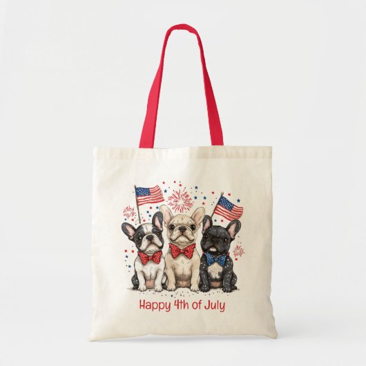 Gelukkige 4 juli Franse Bulldogs Tote Bag (Voorkant)