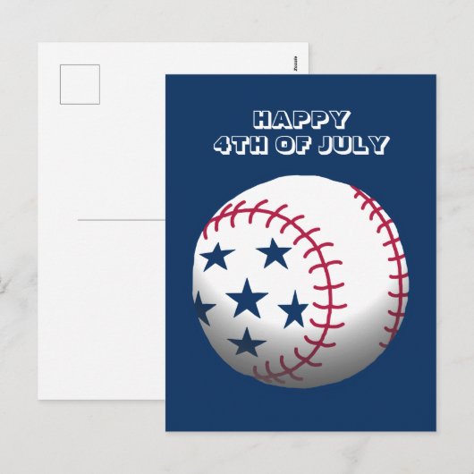 Gelukkige 4 juli honkbal feestdagenkaart (Voorkant / Achterkant)