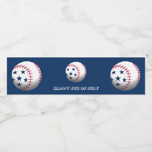 Gelukkige 4 juli honkbal waterfles etiket (Enkel label)