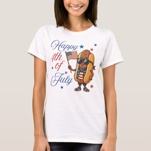 Gelukkige 4 juli Hotdog T-shirt (Voorkant)
