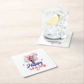 Gelukkige 4 juli Ice Cream Vuurwerk Zomerfeest Kartonnen Onderzetters (Insitu)