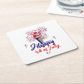 Gelukkige 4 juli Ice Cream Vuurwerk Zomerfeest Kartonnen Onderzetters (Schuin)