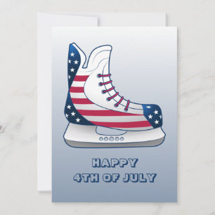 Gelukkige 4 juli ijshockeyschaatsen feestdagenkaart