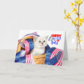 Gelukkige 4 juli kat kaart (Gele Bloem)