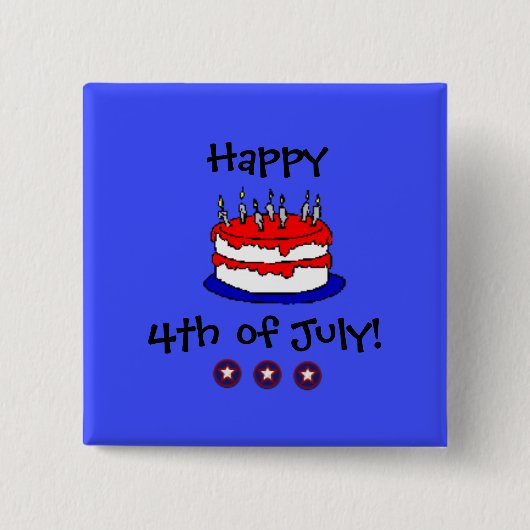 Gelukkige 4 juli-knop vierkante button 5,1 cm (Voorkant)