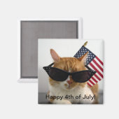 Gelukkige 4 juli Koele Kat met Vlag Magneet (Voorkant / Achterkant)