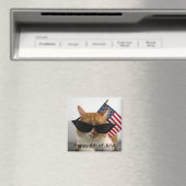 Gelukkige 4 juli Koele Kat met Vlag Magneet (Insitu (Vaatwasser))