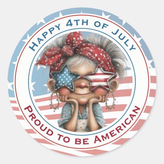 Gelukkige 4 juli Oma Sticker (Voorkant)