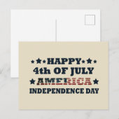 Gelukkige 4 juli Onafhankelijkheidsdag Amerika Feestdagenkaart (Voorkant / Achterkant)