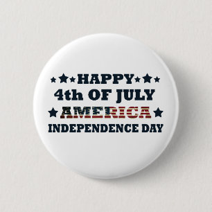 Gelukkige 4 juli Onafhankelijkheidsdag Amerika Ronde Button 5,7 Cm