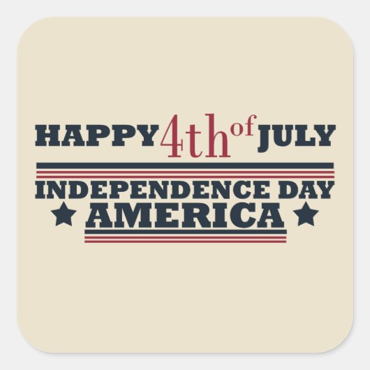 Gelukkige 4 juli Onafhankelijkheidsdag Amerika Vierkante Sticker (Voorkant)