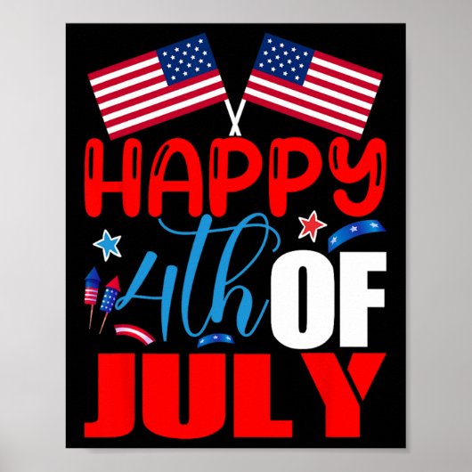 Gelukkige 4 juli Onafhankelijkheidsdag VS Amerikaa Poster (Voorkant)