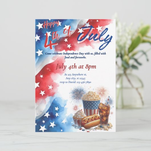 Gelukkige 4 juli Party Uitnodiging (Staand voorkant)