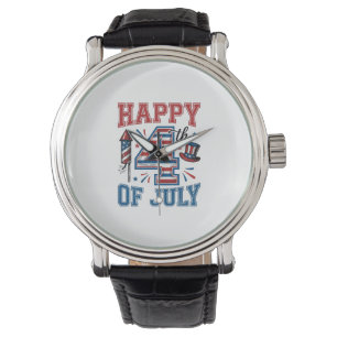 Gelukkige 4 juli Patriottisch Vintage Vector Desig Horloge