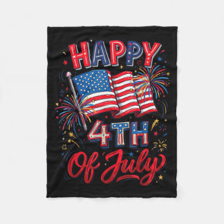 Gelukkige 4 juli Patriottische Amerikaanse Vlag 4  Fleece Deken