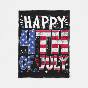 Gelukkige 4 juli Patriottische Amerikaanse Vlag 4  Fleece Deken