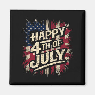 Gelukkige 4 juli Patriottische Amerikaanse Vlag 4  Magneet