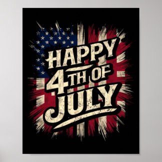 Gelukkige 4 juli Patriottische Amerikaanse Vlag 4  Poster