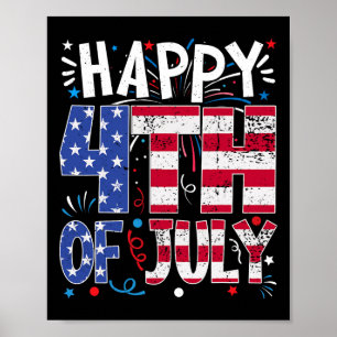 Gelukkige 4 juli Patriottische Amerikaanse Vlag 4 Poster