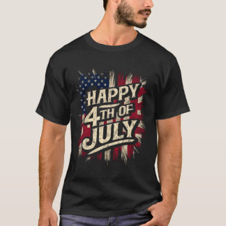 Gelukkige 4 juli Patriottische Amerikaanse Vlag 4  T-shirt