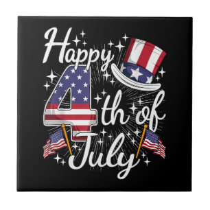 Gelukkige 4 juli Patriottische Amerikaanse Vlag US Tegeltje