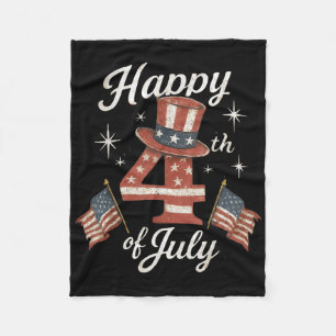Gelukkige 4 juli patriottische Amerikaanse vlag VS Fleece Deken