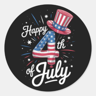 Gelukkige 4 juli Patriottische Amerikaanse Vlag VS Ronde Sticker