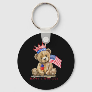 Gelukkige 4 juli Patriottische Cute Beer Vrouwen M Sleutelhanger