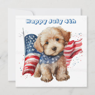 Gelukkige 4 juli puppy feestdagenkaart