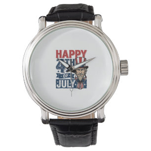 Gelukkige 4 juli Vintage Patriottische Oom Shirt_1 Horloge