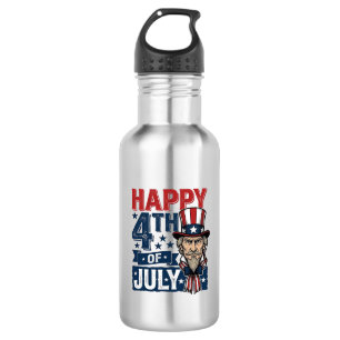 Gelukkige 4 juli Vintage Patriottische Oom Shirt_1 Waterfles