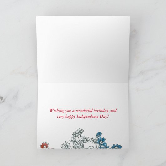 Gelukkige 4 van Juli Verjaardag Rode Witte Blauwe Kaart (Binnen)