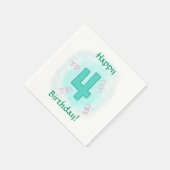 Gelukkige 4 verjaardag Nummer vier wervelingen ser Servetten (Hoek)