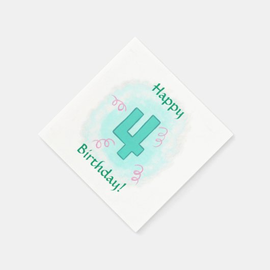 Gelukkige 4 verjaardag Nummer vier wervelingen ser Servetten (Hoek)