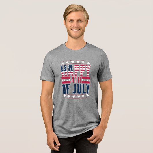 Gelukkige 4de juli-69413 Tri-Blend shirt (Voorkant volledig)
