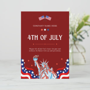 Gelukkige 4e juli   Rood Wit Blauw Sterren & Strep Feestdagenkaart