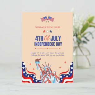 Gelukkige 4e juli   Rood Wit Blauw Sterren & Strep Feestdagenkaart