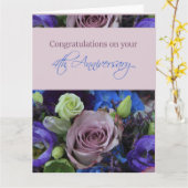 Gelukkige 4e trouwdag rozen kaart (Gele Bloem)