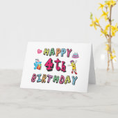 Gelukkige 4e verjaardag. 4 jaar verjaardag. kaart (Gele Bloem)