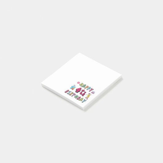 Gelukkige 4e verjaardag. 4 jaar verjaardag. post-it® notes (Schuin)