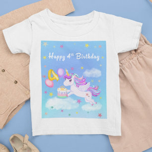 Gelukkige 4e verjaardag Eenhoorn met verjaardagsta T-shirt