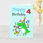 Gelukkige 4e verjaardag ( ik ben 4 ) kaart (Gele Bloem)