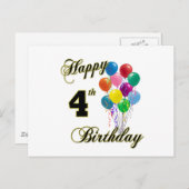 Gelukkige 4e verjaardag Kaarten en Verjaardag Post (Voorkant / Achterkant)