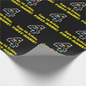 Gelukkige 4e verjaardag, Leuk Kleurrijk Sterren Pa Cadeaupapier (Hoek)